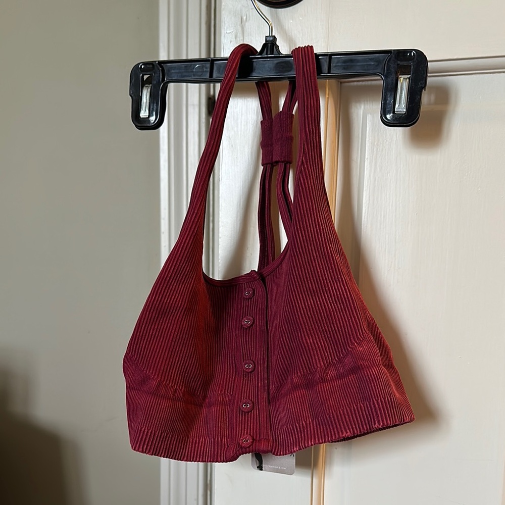 Red Ribbed Women's Bag